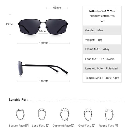 Men’s HD Polarized Rectangle Sunglasses – Model S8282