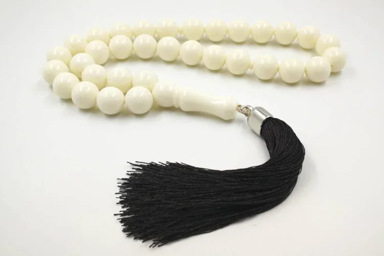 Resin Tasbih Imitation ivory color Misbaha 33 Beads white muslim man rosary Mastkhan prayer beads Islamic bracelet Eid gift