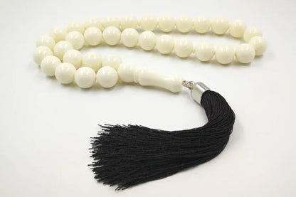 Resin Tasbih Imitation ivory color Misbaha 33 Beads white muslim man rosary Mastkhan prayer beads Islamic bracelet Eid gift