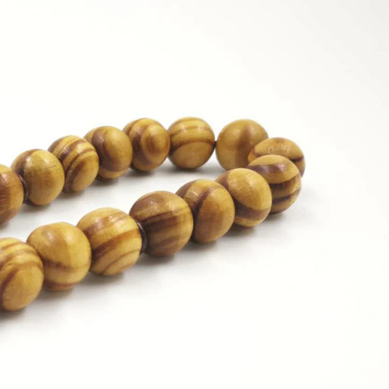 Elegant Simplicity: Natural Beech Wood Tasbih with Cotton Tassel – Handcrafted Islamic Prayer Beads for Men