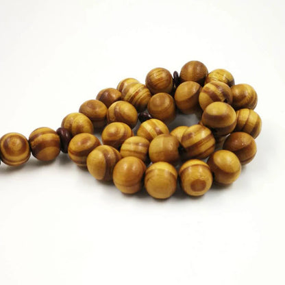 Elegant Simplicity: Natural Beech Wood Tasbih with Cotton Tassel – Handcrafted Islamic Prayer Beads for Men