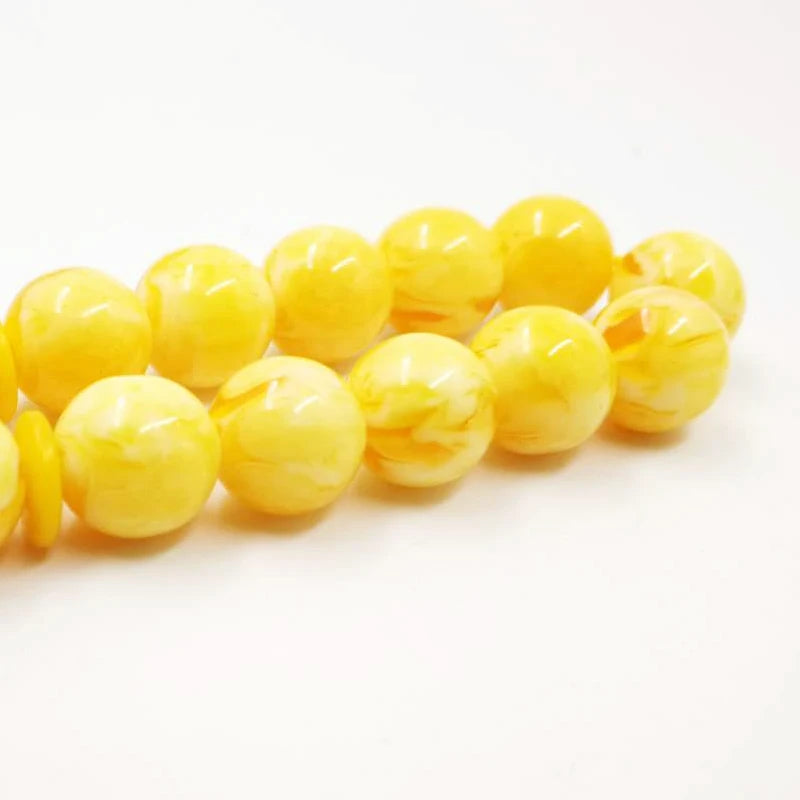 Royal Elegance: Yellow Resin Tasbih Bracelet with Handmade Turkish Tassels – 33 Beads Islamic Prayer Misbaha
