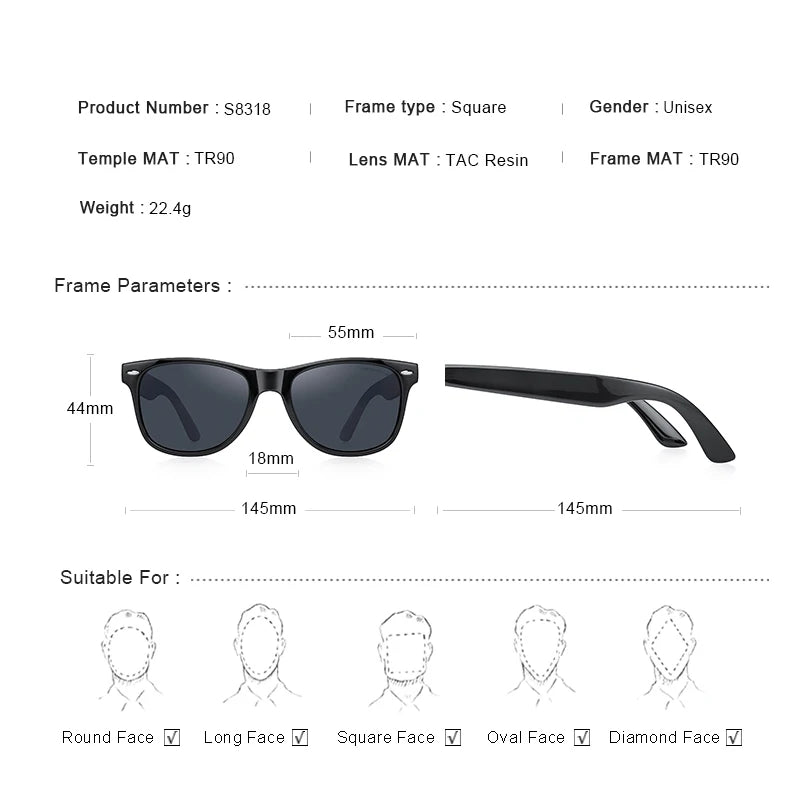 Men’s Classic Retro Square Polarized Sunglasses – Model S8318