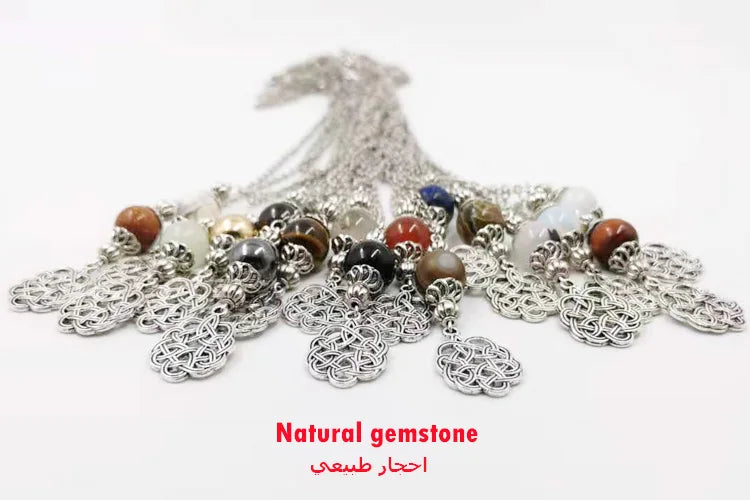 Natural Gemstone Car Ornament Pendant – Rear View Mirror Decoration | Islamic Auto Interior Accessory | Arabic Gift Bracelet