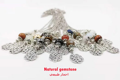 Natural Gemstone Car Ornament Pendant – Rear View Mirror Decoration | Islamic Auto Interior Accessory | Arabic Gift Bracelet