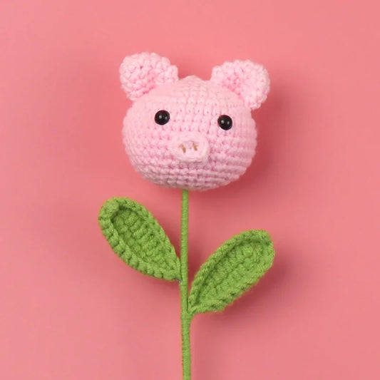 Handmade Cartoon Crochet Flower Bouquet with Rabbit Doll – Cute, Creative Gift for All Occasions