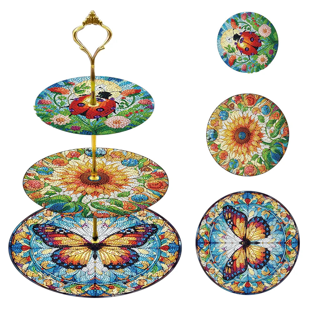 3-Tier Butterfly Organizer Rack DIY Diamond Painting Kit – Creative Crystal Display Shelf for Home & Craft Lovers