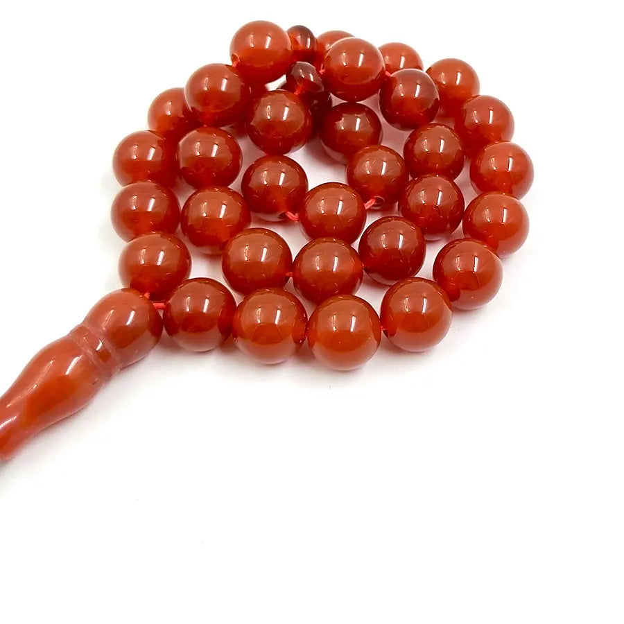 Tasbih Natural Brazil Red Agate Stone – 2025 Islamic Misbaha Bracelet