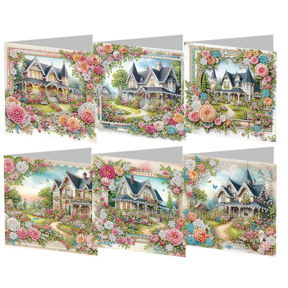 6pcs DIY 5D Diamond Art Greeting Cards – Handmade Rhinestone Embroidery Kit with Envelopes | Arts & Crafts for Birthday & Special Occasions