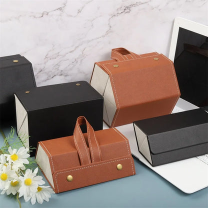 Multifunctional Glasses & Jewelry Storage Box – High-End PU Leather, Foldable & Handmade