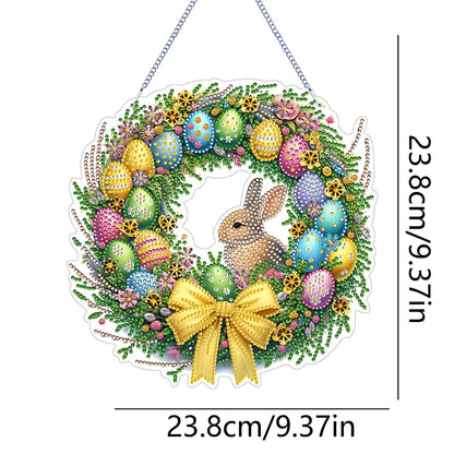 Single-Sided 5D Diamond Painting Hanging Pendant – Handmade Easter Wreath Crystal Art Decoration