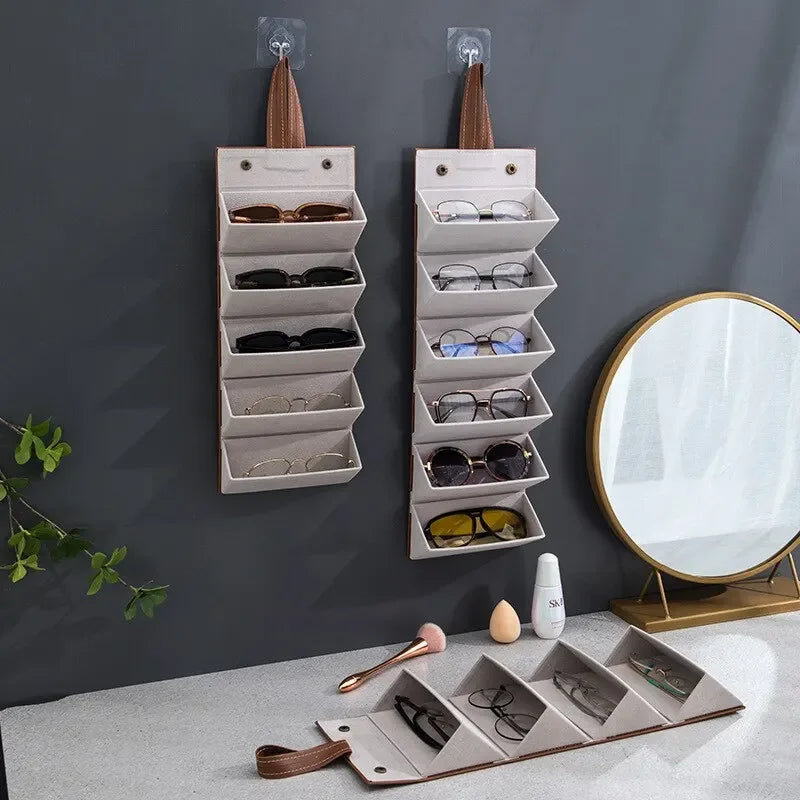 Multifunctional Glasses & Jewelry Storage Box – High-End PU Leather, Foldable & Handmade