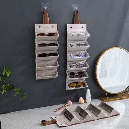 Multifunctional Glasses & Jewelry Storage Box – High-End PU Leather, Foldable & Handmade