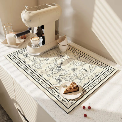Super Absorbent Large Kitchen Mat – Quick-Dry Dish Drying &amp; Coffee Drain Pad with Non-Slip Backing