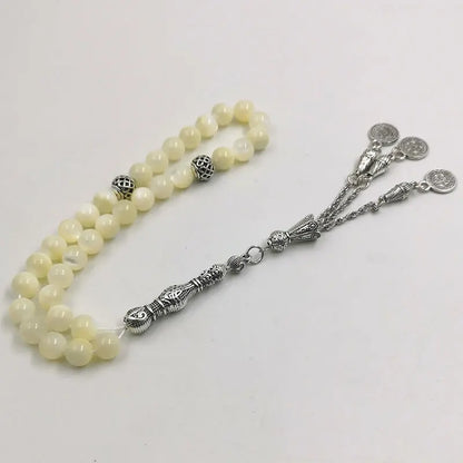 Sea Shell Tasbih – 33 Prayer Beads Islamic Bracelet | Old Fish Bone Design | Ramadan &amp; Eid Gift | Muslim Rosary for Men &amp; Women