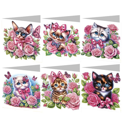 6pcs DIY 5D Diamond Art Greeting Cards – Handmade Rhinestone Embroidery Kit with Envelopes | Arts & Crafts for Birthday & Special Occasions