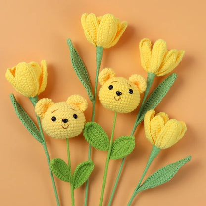 Handmade Cartoon Crochet Flower Bouquet with Rabbit Doll – Cute, Creative Gift for All Occasions