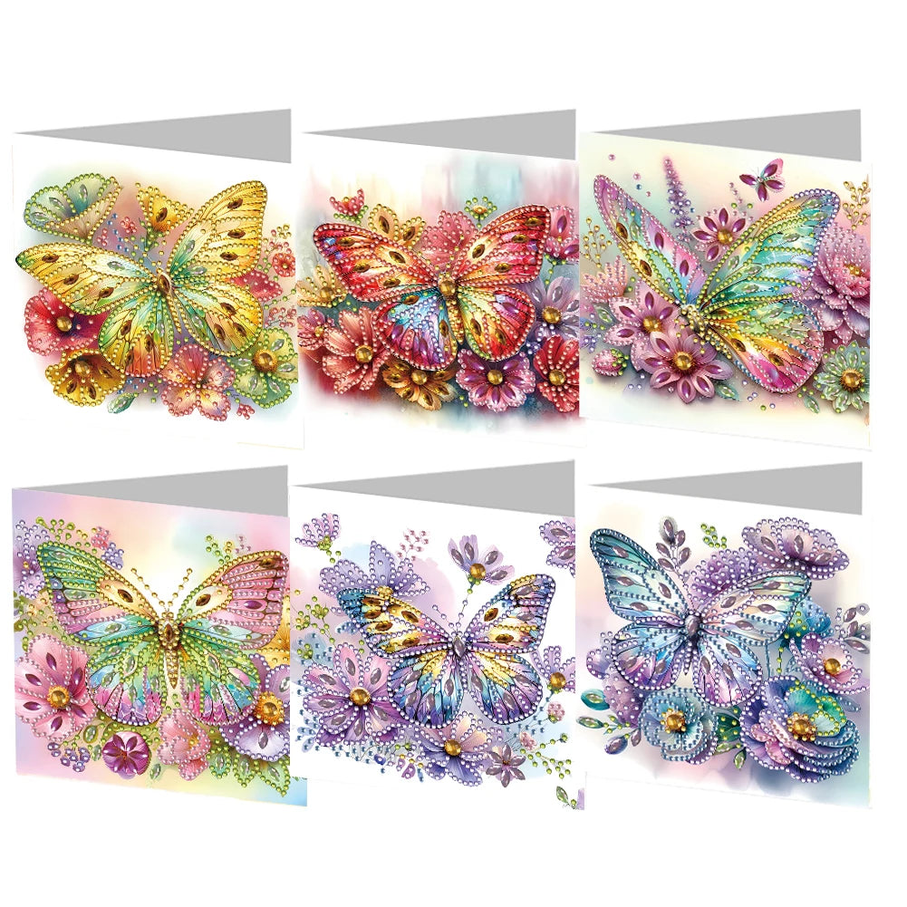 6pcs DIY 5D Diamond Art Greeting Cards – Handmade Rhinestone Embroidery Kit with Envelopes | Arts & Crafts for Birthday & Special Occasions
