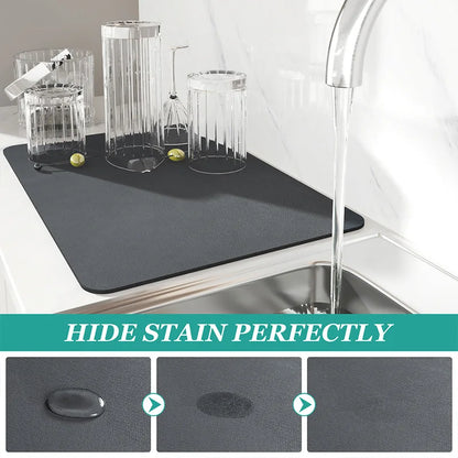 Super Absorbent Large Kitchen Mat – Quick-Dry Dish Drying &amp; Coffee Drain Pad with Non-Slip Backing
