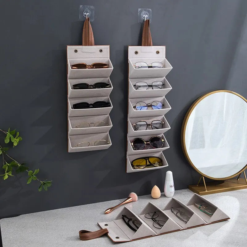 Multifunctional Glasses & Jewelry Storage Box – High-End PU Leather, Foldable & Handmade