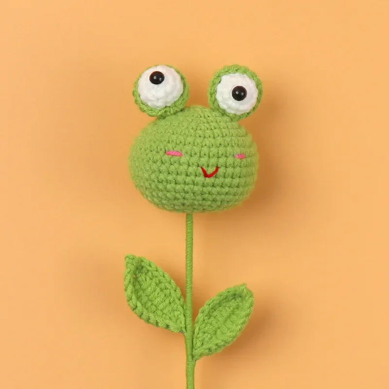 Handmade Cartoon Crochet Flower Bouquet with Rabbit Doll – Cute, Creative Gift for All Occasions