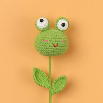 Handmade Cartoon Crochet Flower Bouquet with Rabbit Doll – Cute, Creative Gift for All Occasions