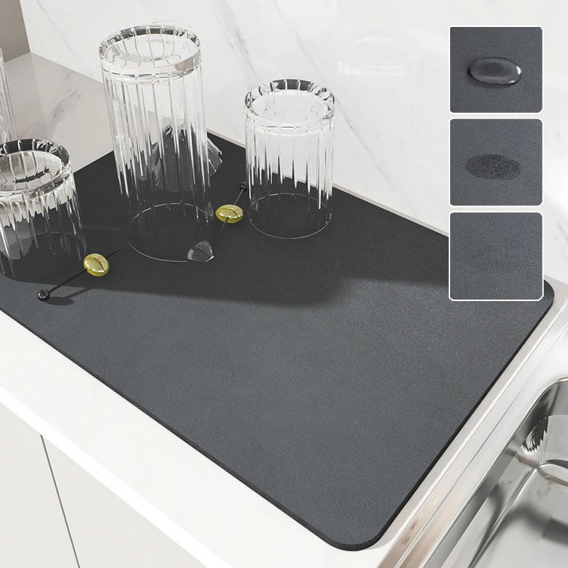 Super Absorbent Large Kitchen Mat – Quick-Dry Dish Drying &amp; Coffee Drain Pad with Non-Slip Backing