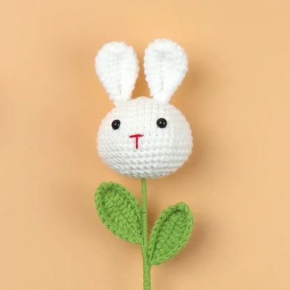 Handmade Cartoon Crochet Flower Bouquet with Rabbit Doll – Cute, Creative Gift for All Occasions