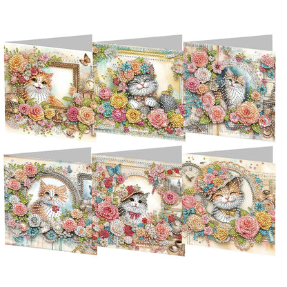 6pcs DIY 5D Diamond Art Greeting Cards – Handmade Rhinestone Embroidery Kit with Envelopes | Arts & Crafts for Birthday & Special Occasions