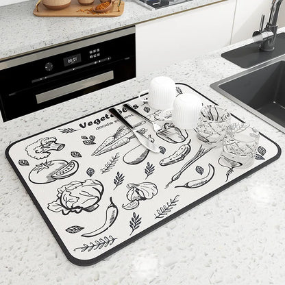 Super Absorbent Large Kitchen Mat – Quick-Dry Dish Drying &amp; Coffee Drain Pad with Non-Slip Backing