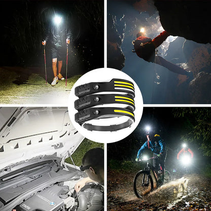 Headlamp with COB LED Sensor and 5 Lighting Modes - USB Rechargeable and Waterproof