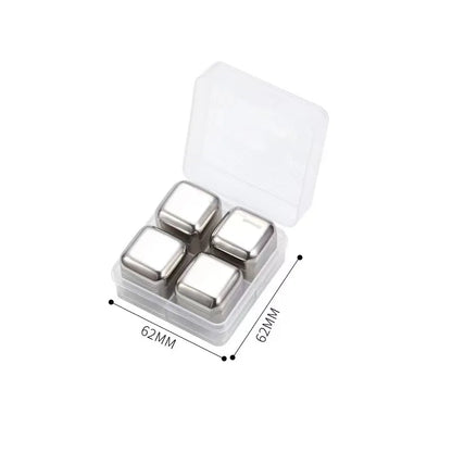6-Piece Reusable Stainless Steel Ice Cubes Set – Includes Ice Cube Tray & Silicone Head Tongs | Eco-Friendly Juice Chiller Kit