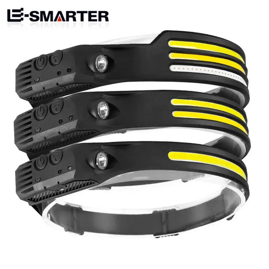 Headlamp with COB LED Sensor and 5 Lighting Modes - USB Rechargeable and Waterproof