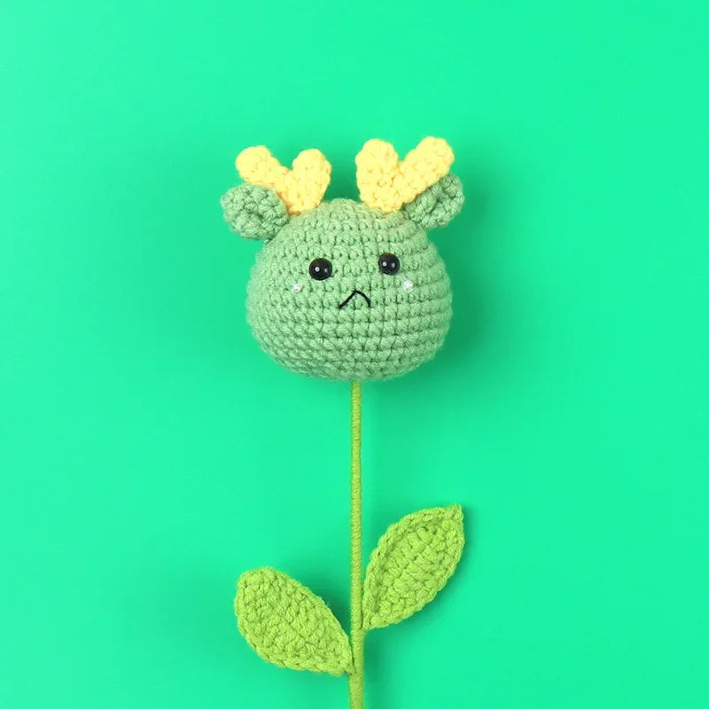 Handmade Cartoon Crochet Flower Bouquet with Rabbit Doll – Cute, Creative Gift for All Occasions