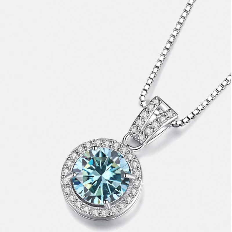 Moissanite Diamond Pendant Necklaces For Women 925 Sterling Silver Luxury Chain