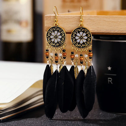 Boho Long Feather Dangle Earrings: Embrace Bohemian Style