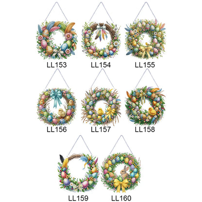 Single-Sided 5D Diamond Painting Hanging Pendant – Handmade Easter Wreath Crystal Art Decoration