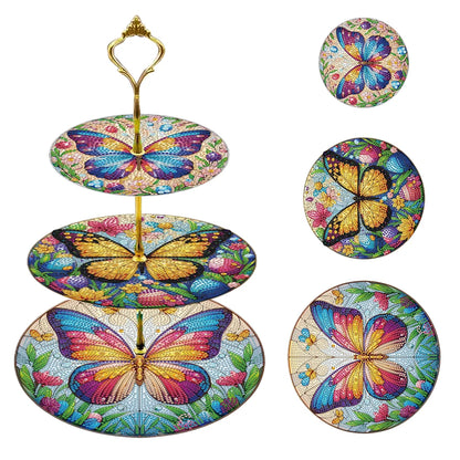3-Tier Butterfly Organizer Rack DIY Diamond Painting Kit – Creative Crystal Display Shelf for Home & Craft Lovers