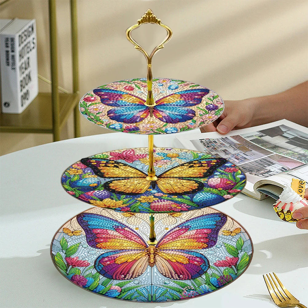 3-Tier Butterfly Organizer Rack DIY Diamond Painting Kit – Creative Crystal Display Shelf for Home & Craft Lovers