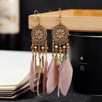 Boho Long Feather Dangle Earrings: Embrace Bohemian Style