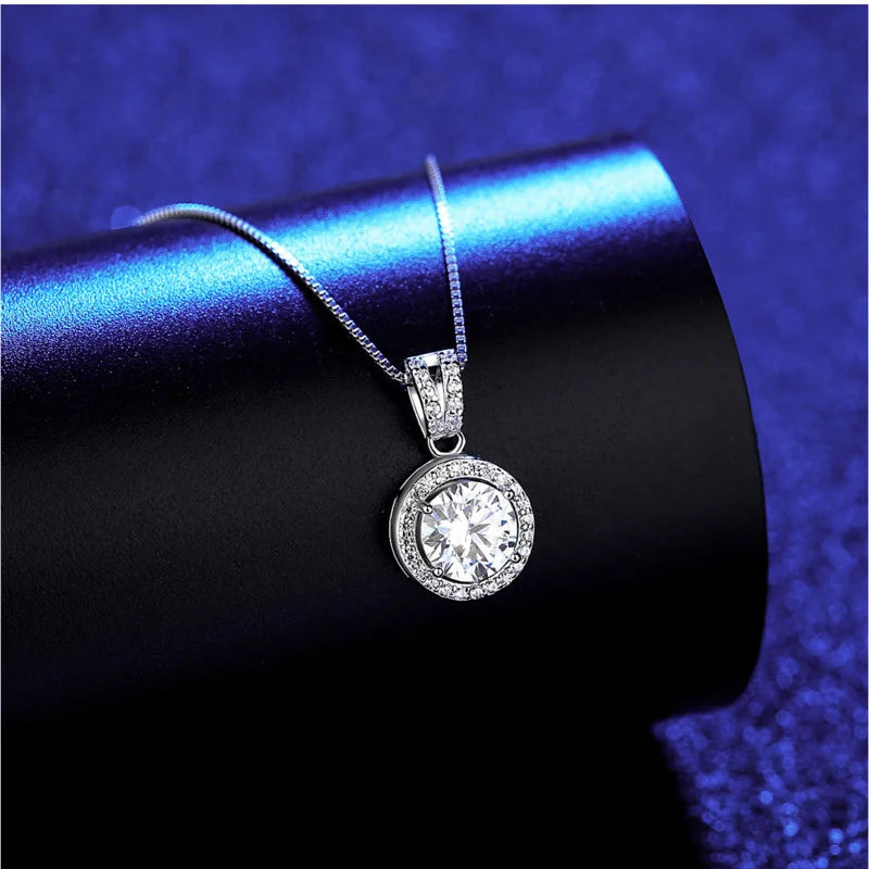 Moissanite Diamond Pendant Necklaces For Women 925 Sterling Silver Luxury Chain