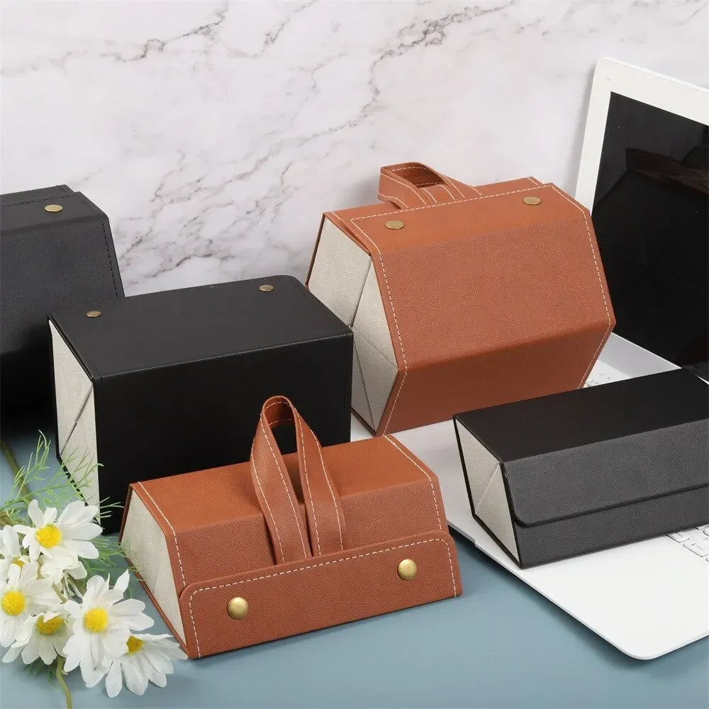 Multifunctional Glasses & Jewelry Storage Box – High-End PU Leather, Foldable & Handmade