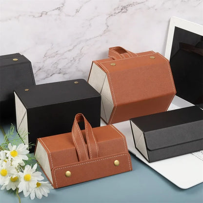 Multifunctional Glasses & Jewelry Storage Box – High-End PU Leather, Foldable & Handmade