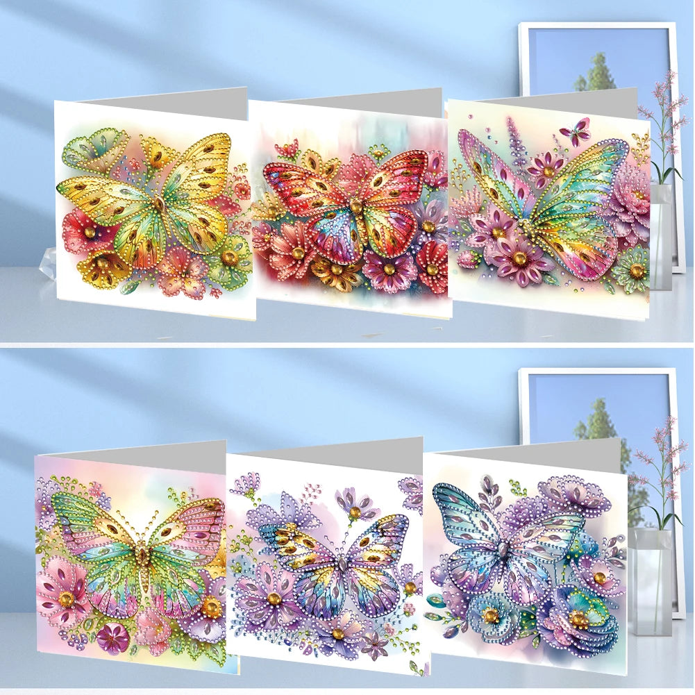 6pcs DIY 5D Diamond Art Greeting Cards – Handmade Rhinestone Embroidery Kit with Envelopes | Arts & Crafts for Birthday & Special Occasions