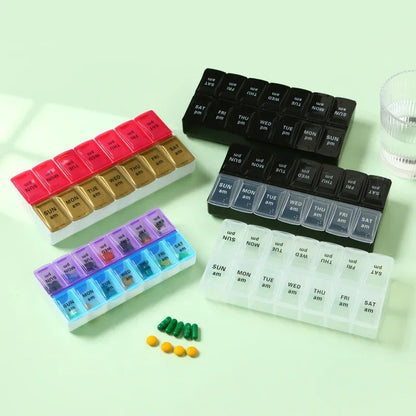 Convenient Portable Pill Case with 14 Grids for Week-Long Trips