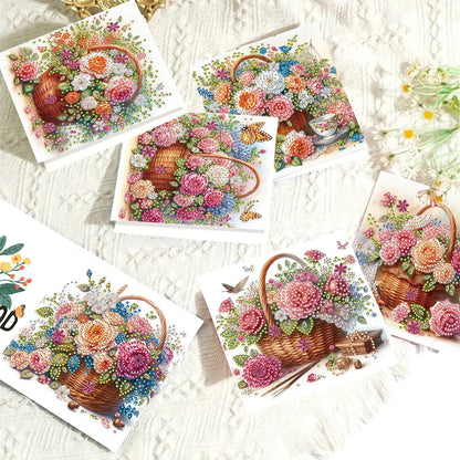 6pcs DIY 5D Diamond Art Greeting Cards – Handmade Rhinestone Embroidery Kit with Envelopes | Arts & Crafts for Birthday & Special Occasions