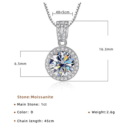 Moissanite Diamond Pendant Necklaces For Women 925 Sterling Silver Luxury Chain