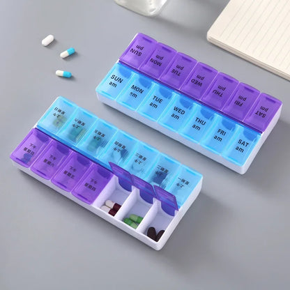 Convenient Portable Pill Case with 14 Grids for Week-Long Trips