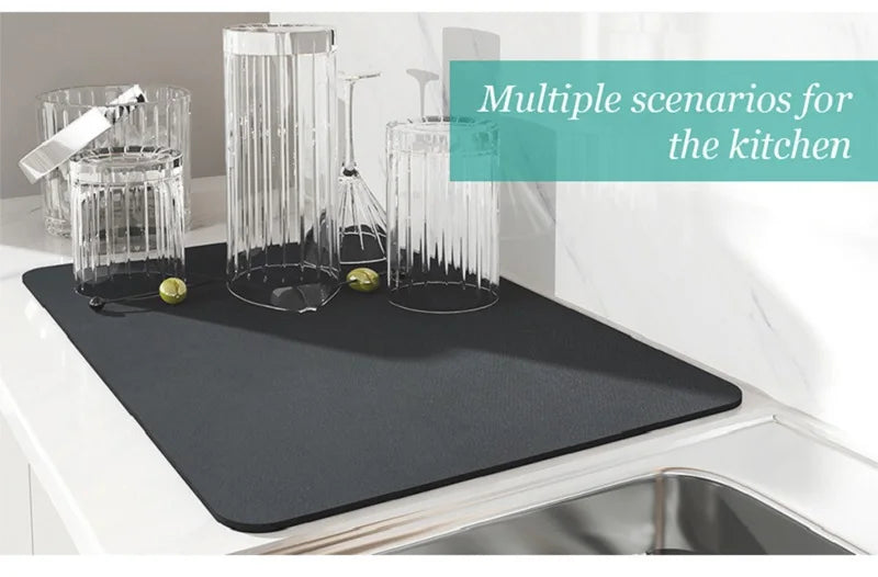 Super Absorbent Large Kitchen Mat – Quick-Dry Dish Drying &amp; Coffee Drain Pad with Non-Slip Backing