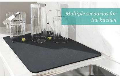 Super Absorbent Large Kitchen Mat – Quick-Dry Dish Drying &amp; Coffee Drain Pad with Non-Slip Backing
